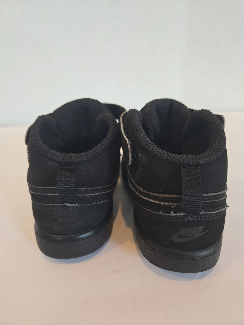 Nike Kids Black High-Top Sneakers with Hook-and-Loop Strap 10C